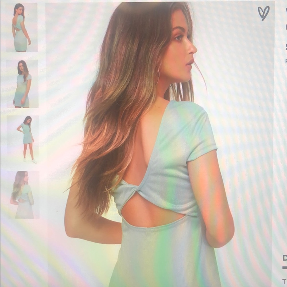 Wallflower Mint Blue Backless Bodycon Shirt Dress